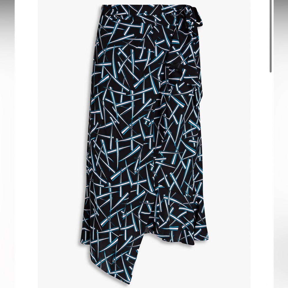 NWOT DVF Reem ruffled printed crepe midi skirt